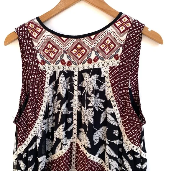 Anthropologie Floreat Grasslands Black Floral Crochet Trim Midi Dress 14 - Picture 6 of 8